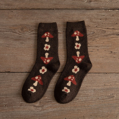 Soxy™ Thickened Wool Cute Cottagecore Mushroom Floral Socks