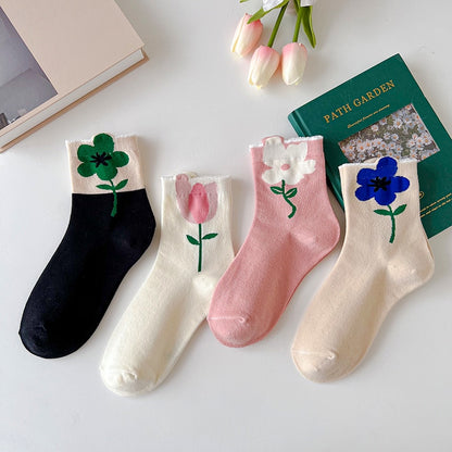 Soxy™ Cute Pastel Quarter High Novelty Flower Socks