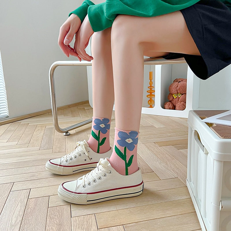 Soxy™ Cute Pastel Quarter High Novelty Flower Socks