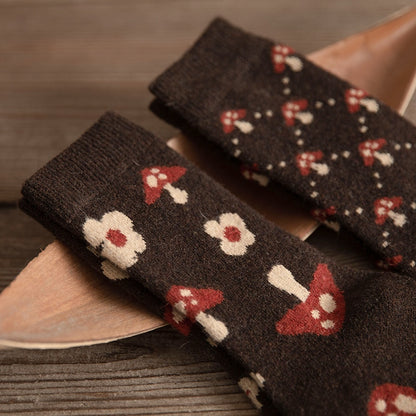 Soxy™ Thickened Wool Cute Cottagecore Mushroom Floral Socks