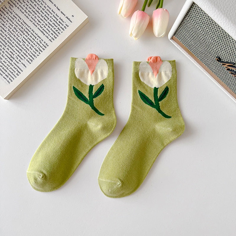 Soxy™ Cute Pastel Quarter High Novelty Flower Socks