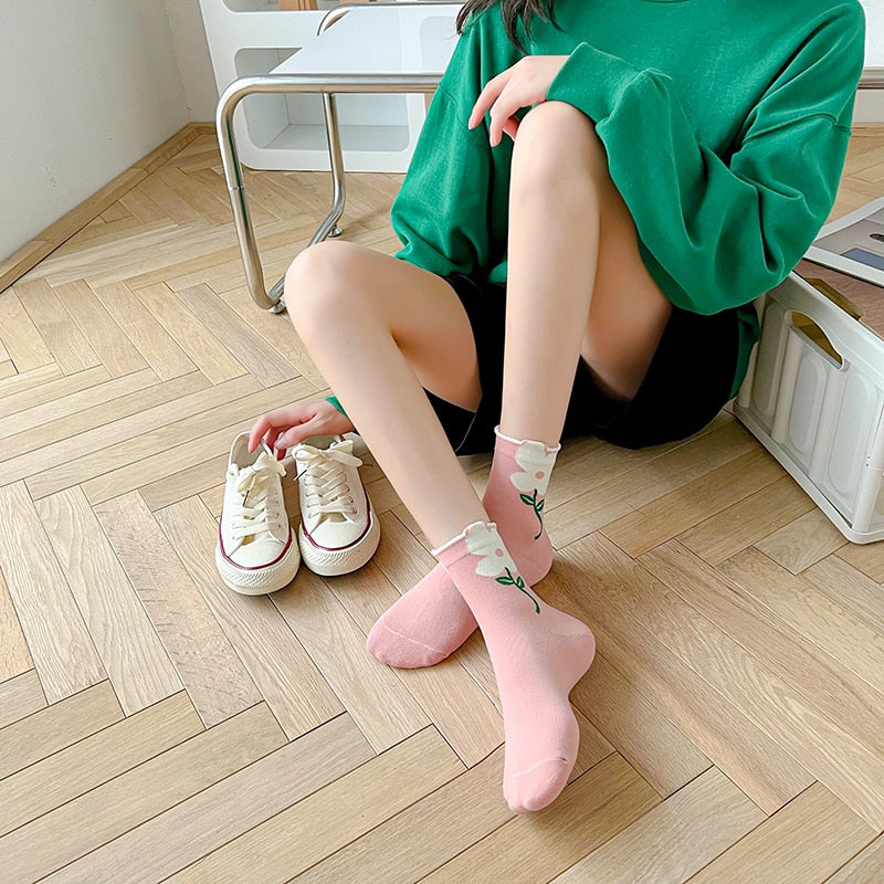 Soxy™ Cute Pastel Quarter High Novelty Flower Socks