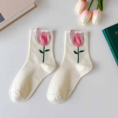 Soxy™ Cute Pastel Quarter High Novelty Flower Socks