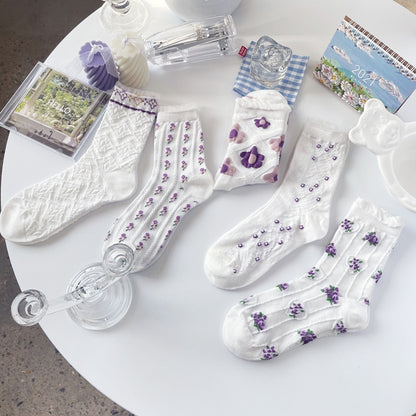 Soxy™ 5 Pack Cute Cottagecore Floral Embroidery Socks