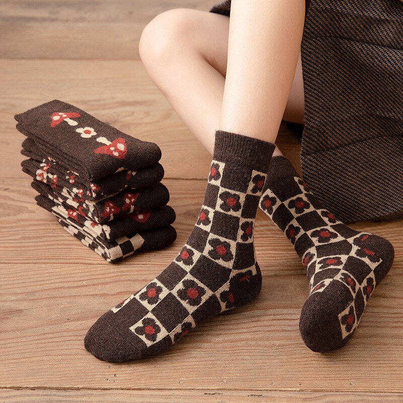 Soxy™ Thickened Wool Cute Cottagecore Mushroom Floral Socks