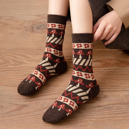 Soxy™ Thickened Wool Cute Cottagecore Mushroom Floral Socks