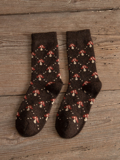 Soxy™ Thickened Wool Cute Cottagecore Mushroom Floral Socks