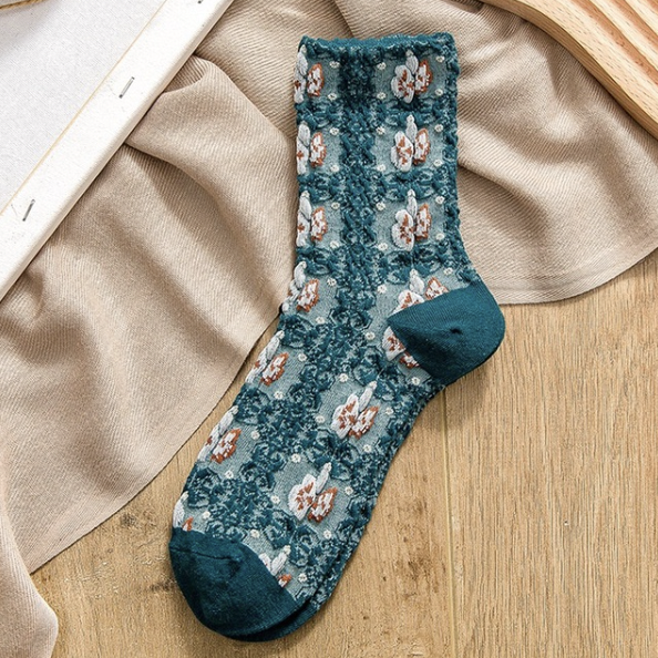 Soxy™ 5 Pack Cute Cottagecore Embroidery Crew Socks