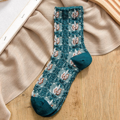 Soxy™ 5 Pack Cute Cottagecore Embroidery Crew Socks