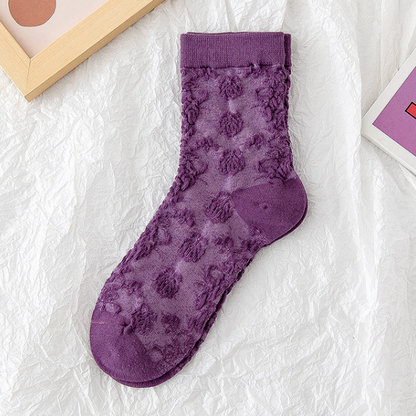 Soxy™ 5 Pack Purple Cute Cottagecore Embroidery Socks