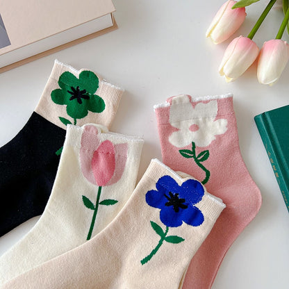 Soxy™ Cute Pastel Quarter High Novelty Flower Socks