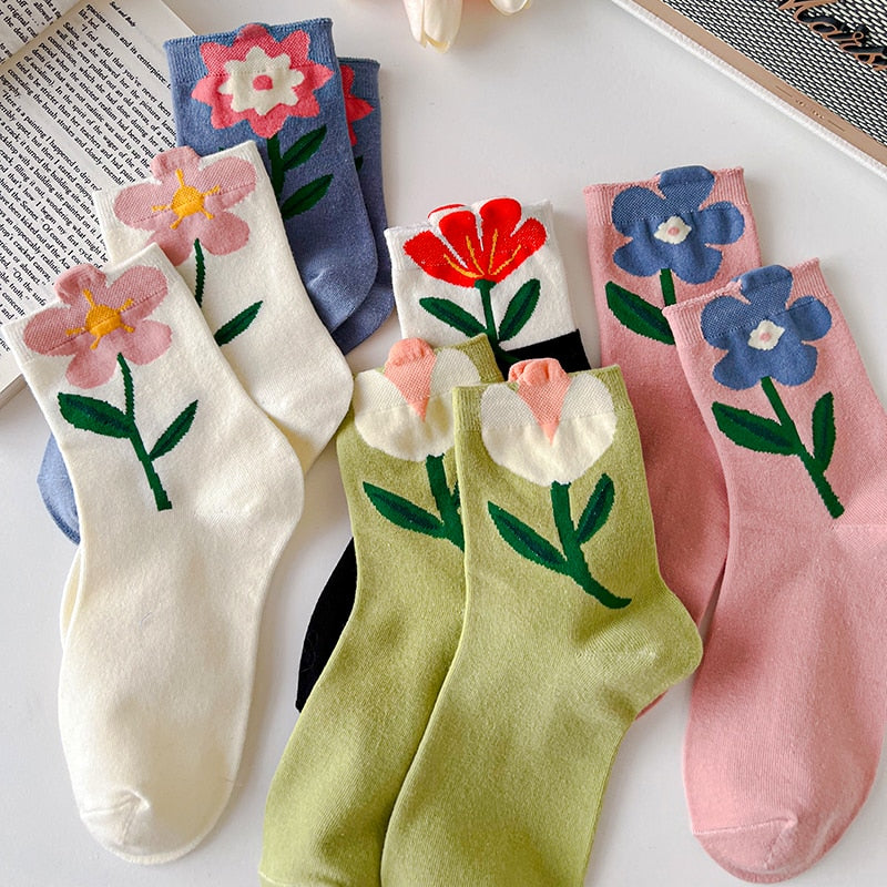 Soxy™ Cute Pastel Quarter High Novelty Flower Socks