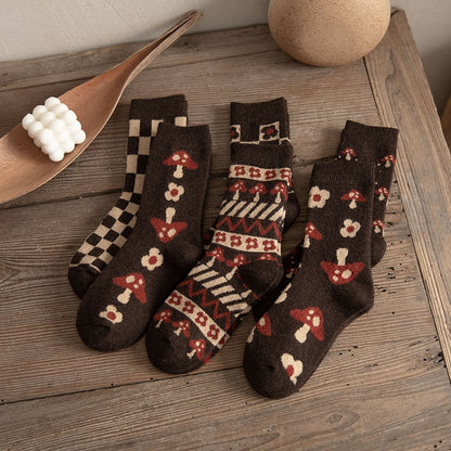 Soxy™ Thickened Wool Cute Cottagecore Mushroom Floral Socks